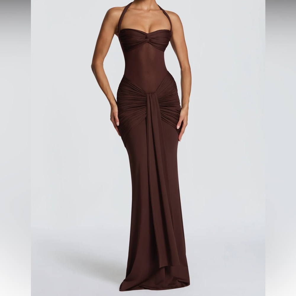 VIXEN MAXI DRESS - PLUM BROWN